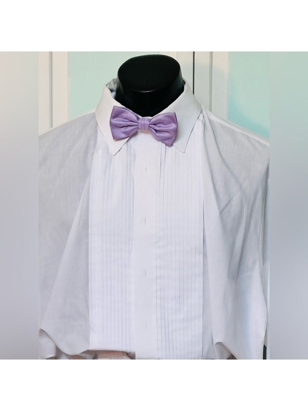 Lavender Light Purple Lilac Bow tie Wedding Prom Tux Herringbone Pocket Square